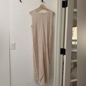 Everlane Linen Bias Cut Dress Bone and caramel ivory dress lined size 4